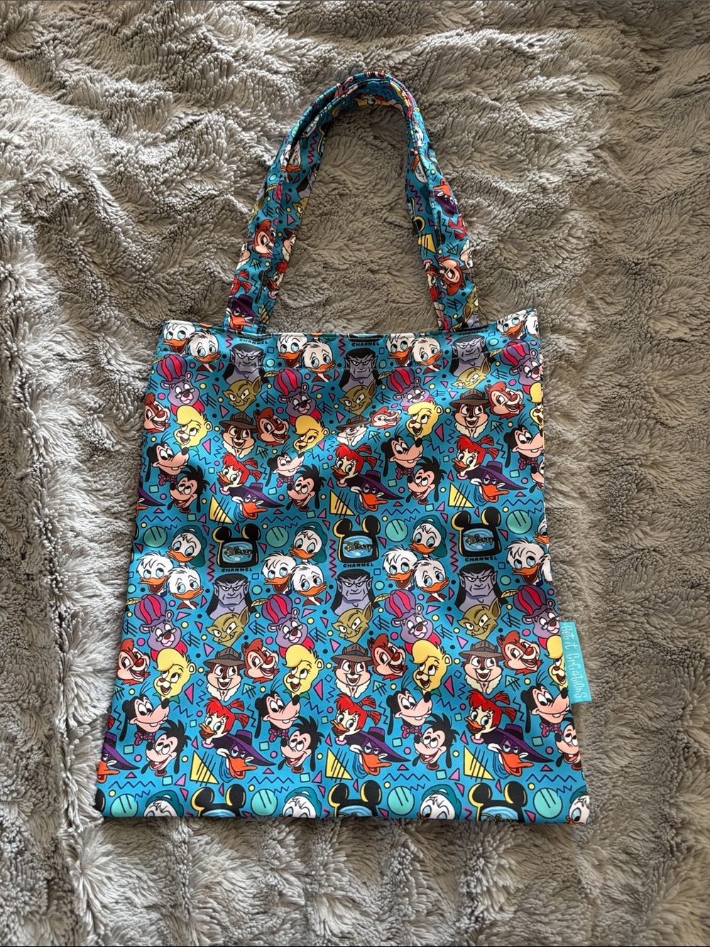 Disney Character Print Tote with Turquoise Tag